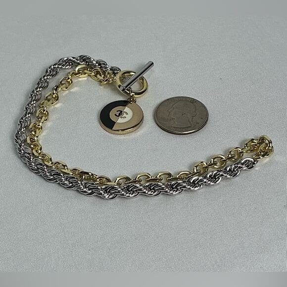 Chanel Two Tone Gold and Silver Chain Necklace Pendant - Picture 5 of 7